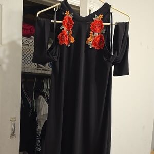 by & by Black and Red Embellished Sheath Dress